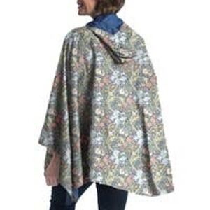 RainCaper William Morris Golden Lily Hooded Rain Poncho Reversible Blue Floral